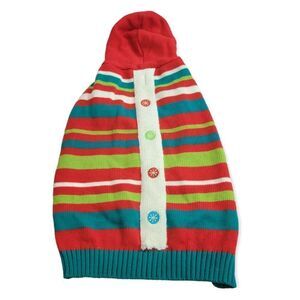 Pet Holiday Collection multi color stripped sweater with hood L